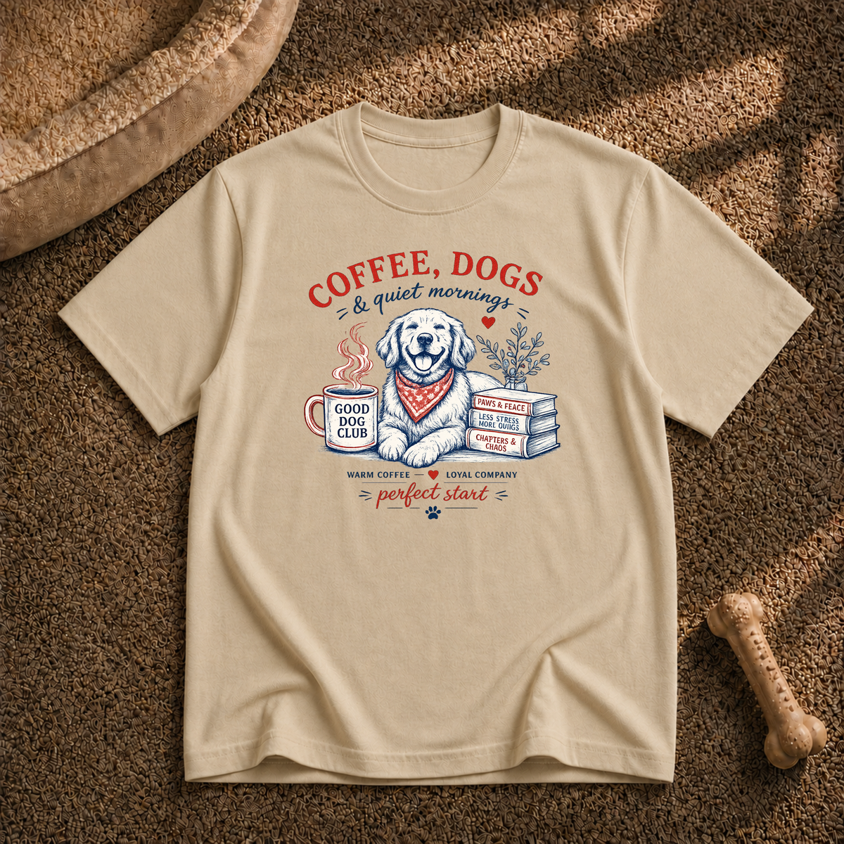 Coffee, Dogs & Quiet Mornings T-Shirt
