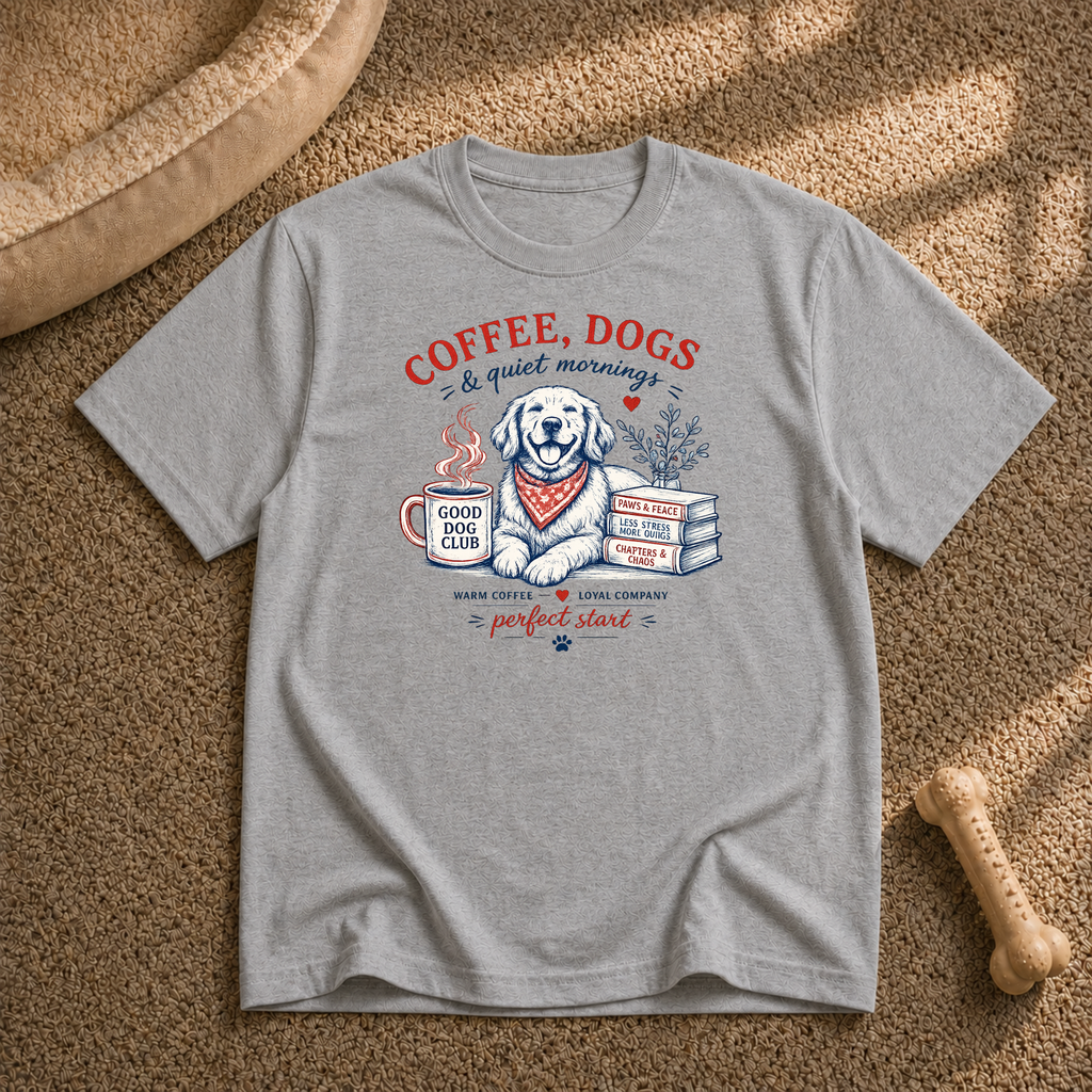 Coffee, Dogs & Quiet Mornings T-Shirt