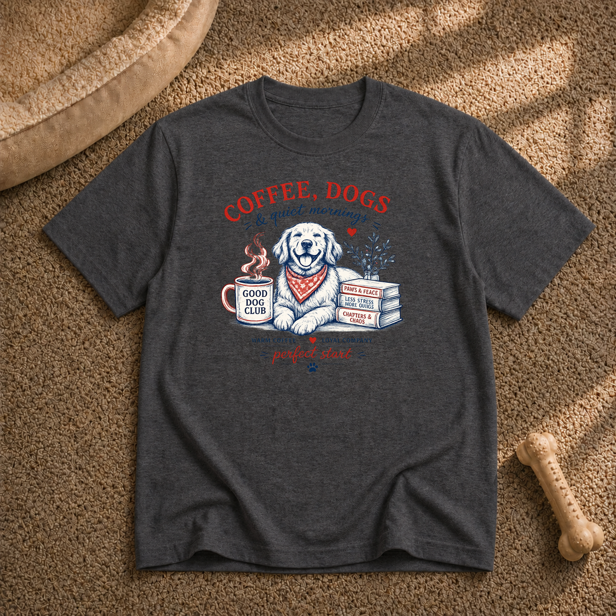 Coffee, Dogs & Quiet Mornings T-Shirt